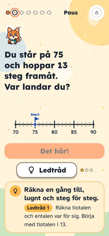 Appen: en ledtråd under uppgiften, "Räkna en gång till, lugnt och steg för steg."