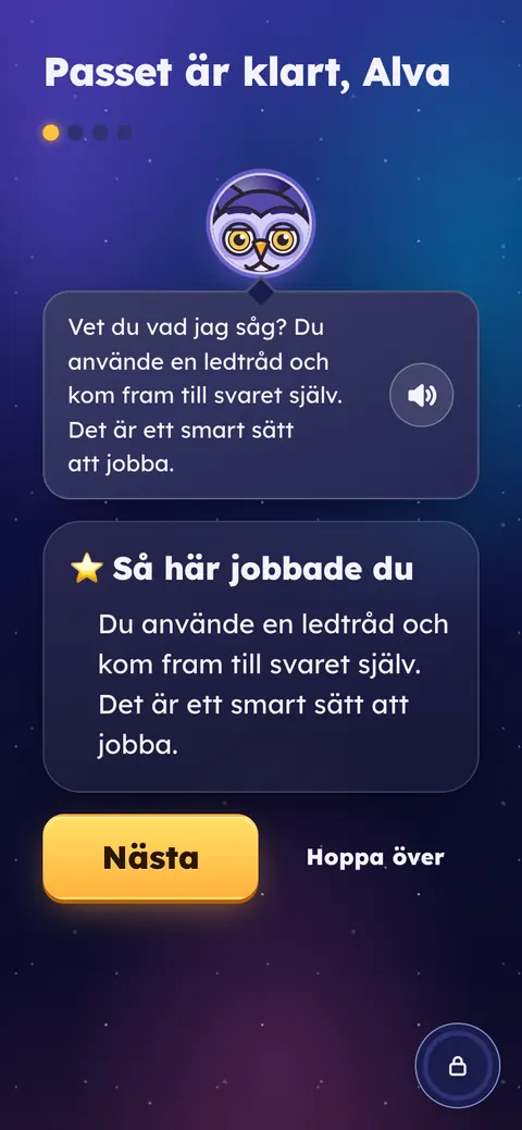 Appen i åk 5: "Passet är klart, Alva" och Så här jobbade du.